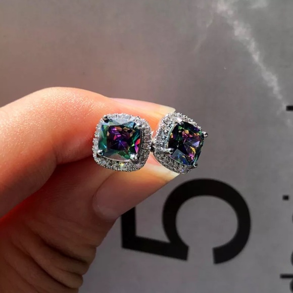 Gold Plated Rainbow Stud Earrings - Picture 3 of 3